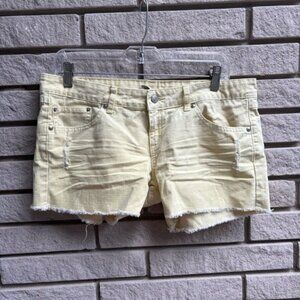 Mango Jean Shorts Distressed Yellow Sz 8